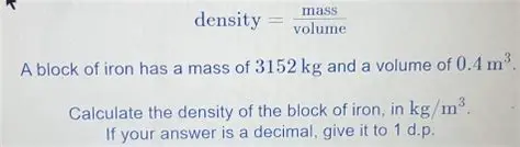 Calculating the Density of a Block of Iron