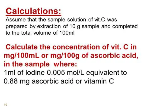 Common Formulas Used in Calculating Vitamin C Content