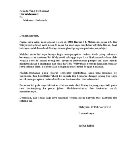 Contoh Surat Pribadi yang Baik