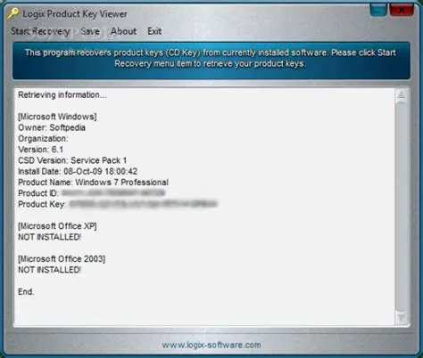 Features of Logix Product Key Viewer