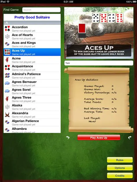 Features of Pretty Good Solitaire