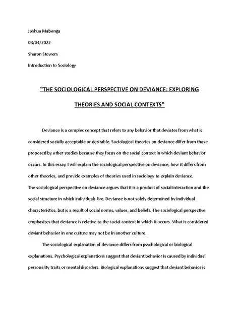 The Sociological Perspective on Deviance