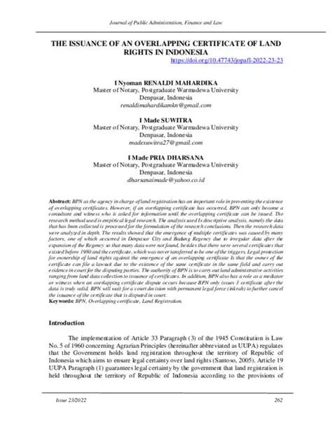 Understanding the Transition of Land Rights in Indonesia